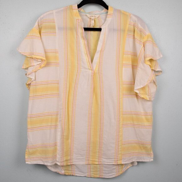 Matilda Jane Summer Picnic yellow stripe top-XS - Picture 1 of 5